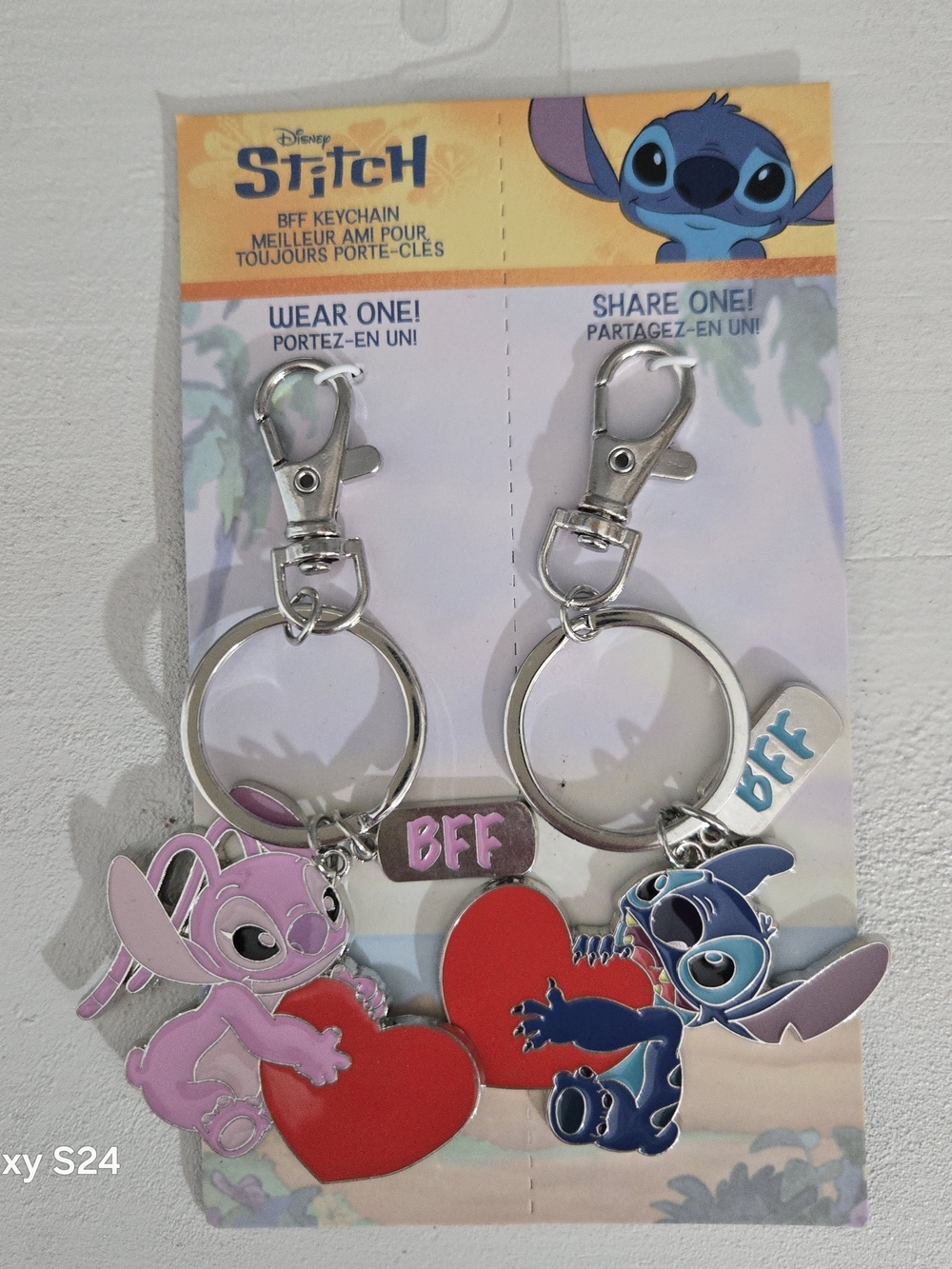 Disney Stitch BFF Keychain Set - Pink, Blue & Red